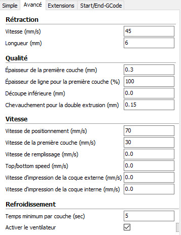 CURA - Qualité avancé